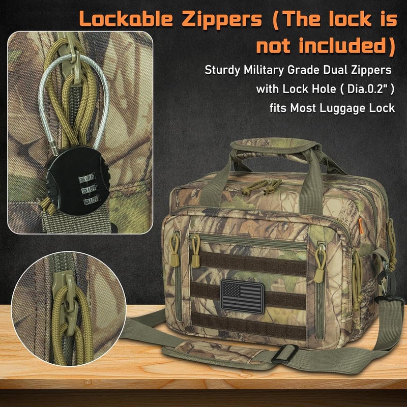 ITHWIU Pistol Case, Gun Range Bags For 2 Pistols 6 Magazines Carrying Shooting Bag with Lockable Zipper for Shooting Range Outdoor Hunting - Image 4